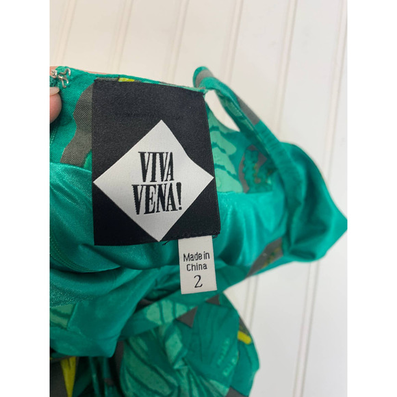 Viva Vena Green Tropical Sun Dress Sz 2 - Picture 4 of 8